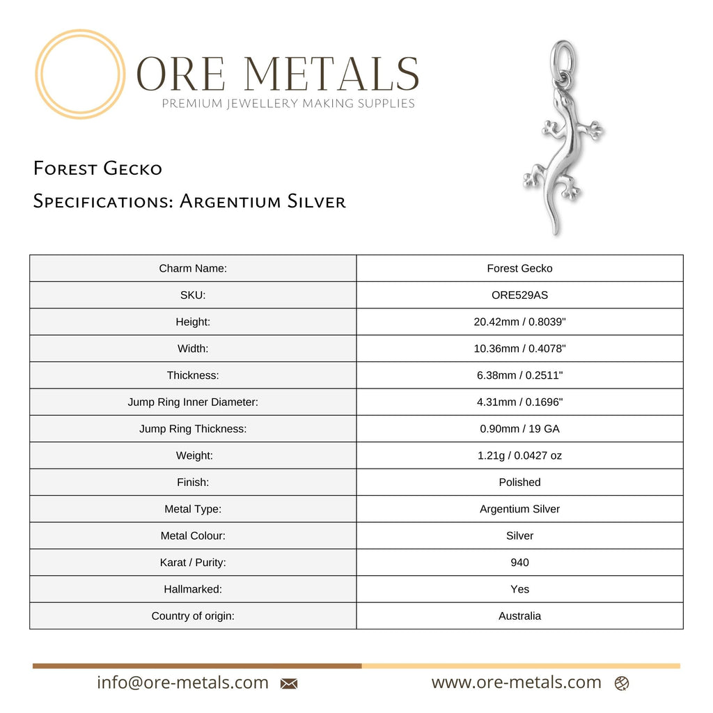 940 Argentium Silver - Forest Gecko Charm