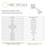 940 Argentium Silver - Baroque Filigree Key Charm