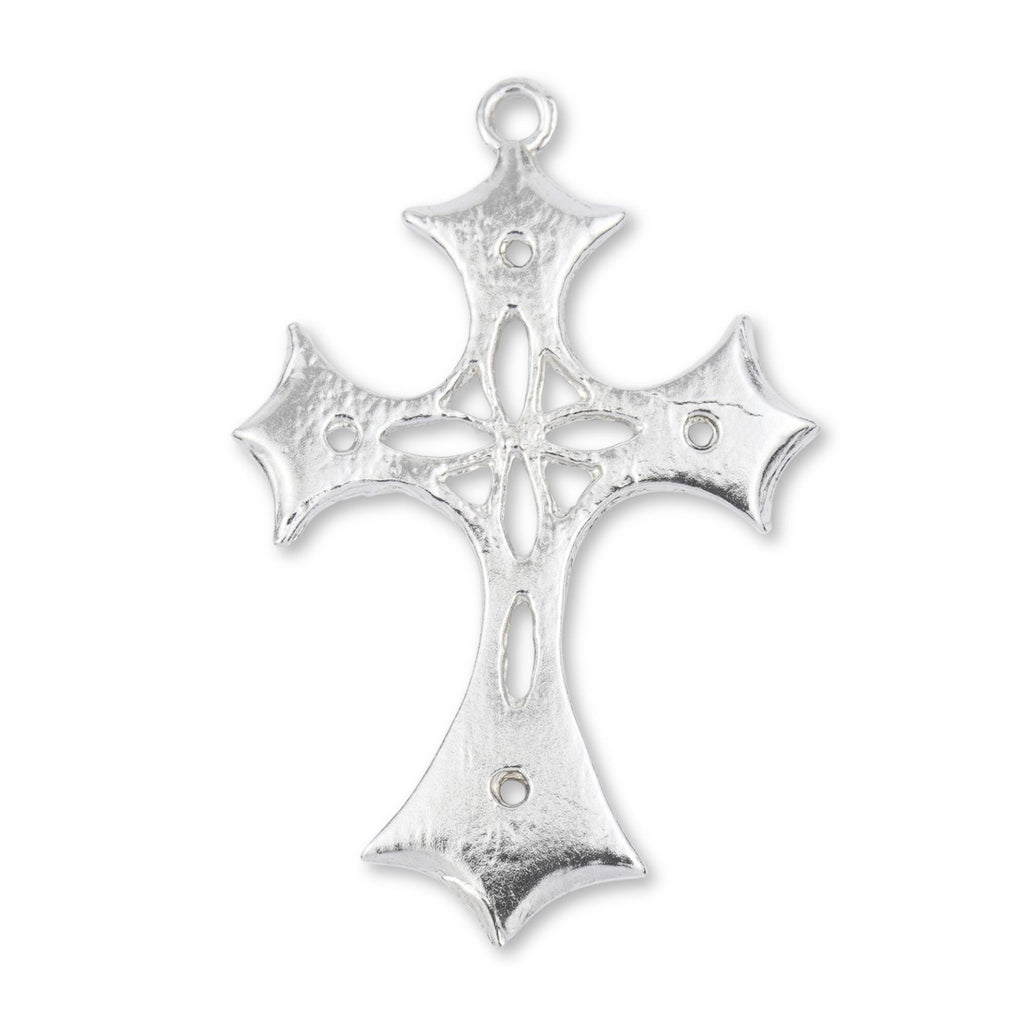925 Sterling Silver - Fleur Crucifix Charm