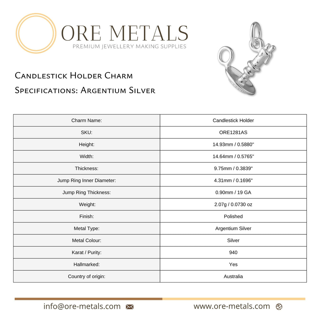 940 Argentium Silver - Candlestick Holder Charm