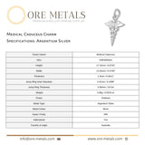 940 Argentium Silver - Medical Caduceus Charm