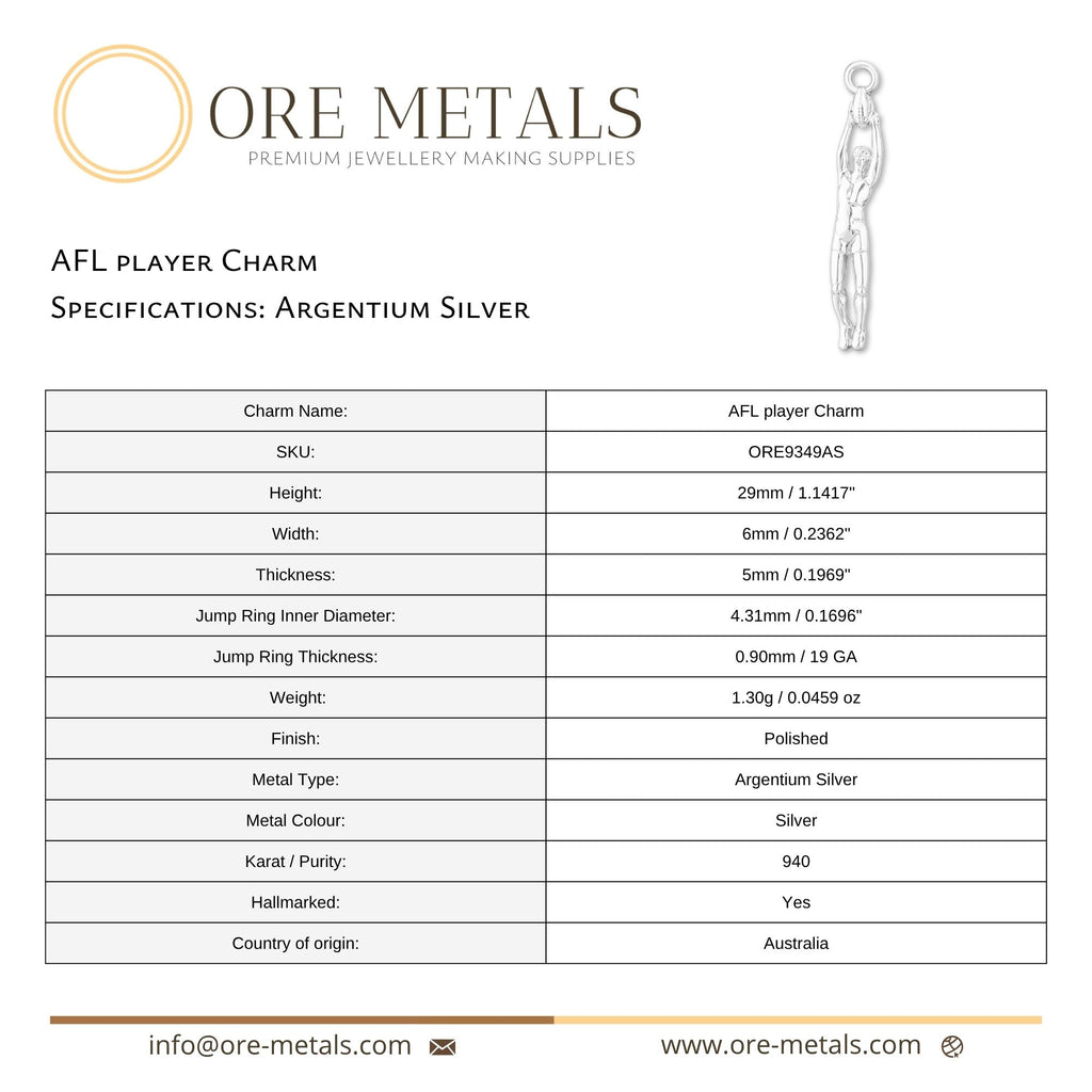 940 Argentium Silver - AFL player Charm
