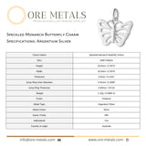 940 Argentium Silver - Speckled Monarch Butterfly Charm