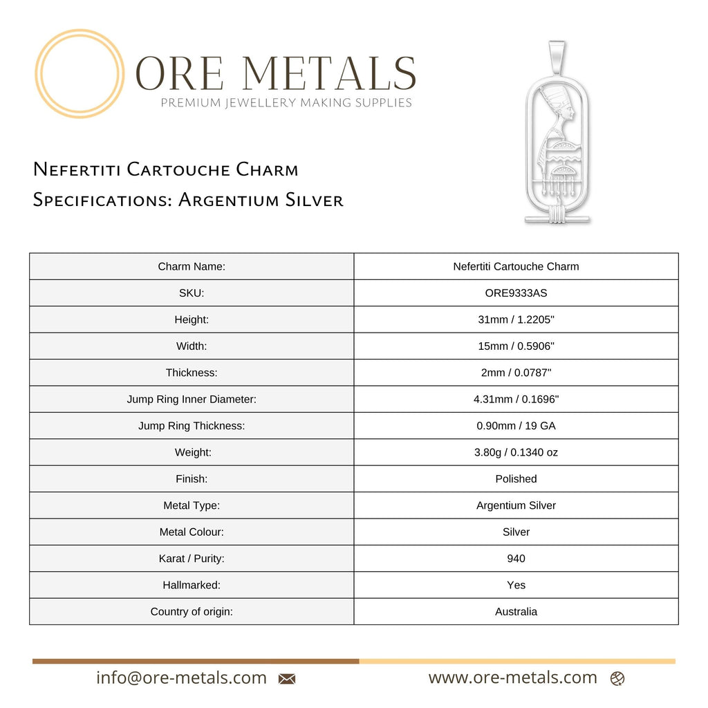 940 Argentium Silver - Nefertiti Cartouche Charm