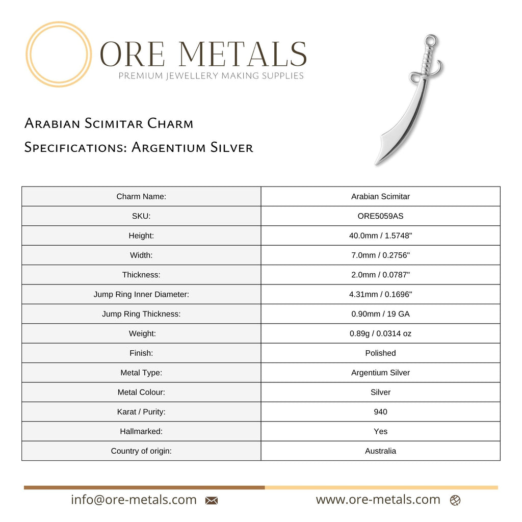 940 Argentium Silver - Arabian Scimitar Charm