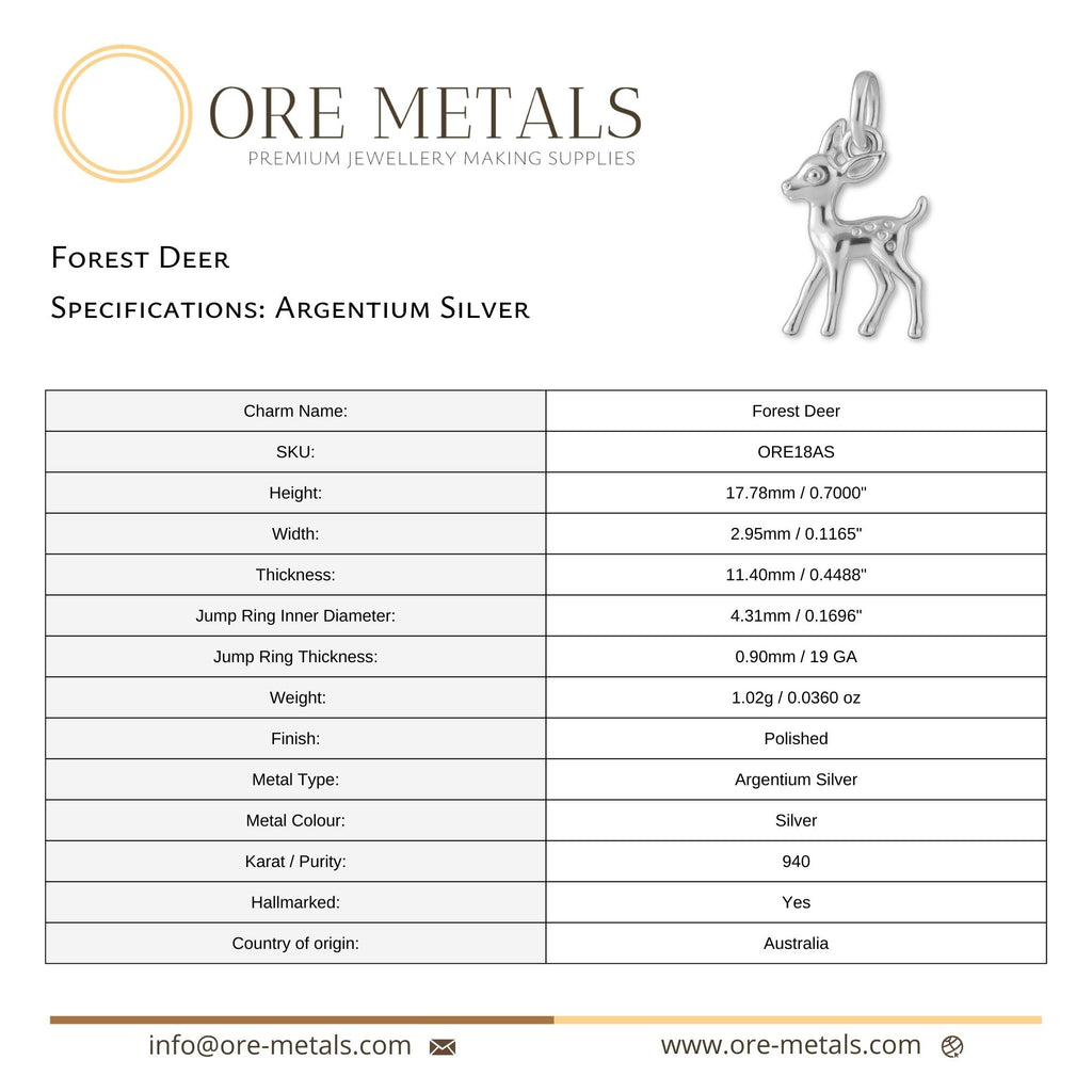 940 Argentium Silver - Forest Deer Charm
