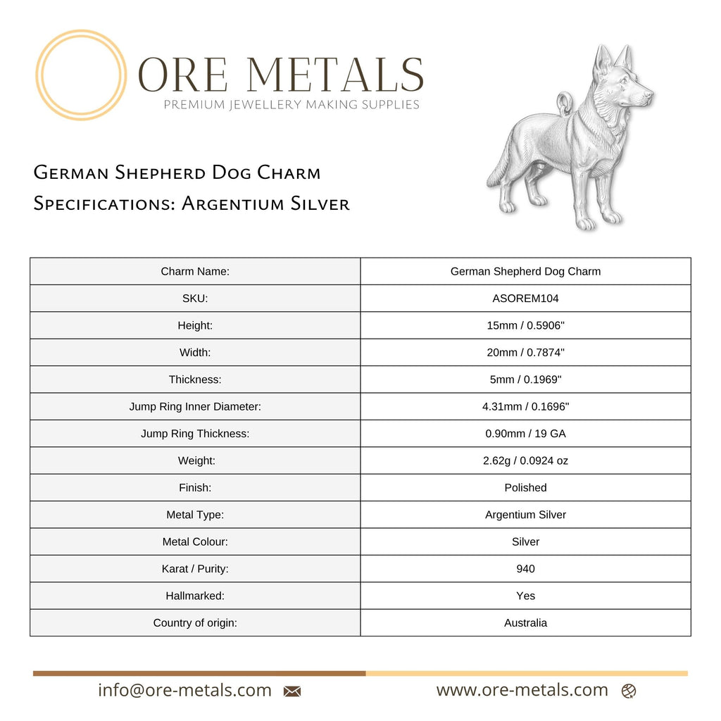 940 Argentium Silver - German Shepherd Dog Charm