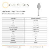 940 Argentium Silver - Open Weave Tennis Racket Charm