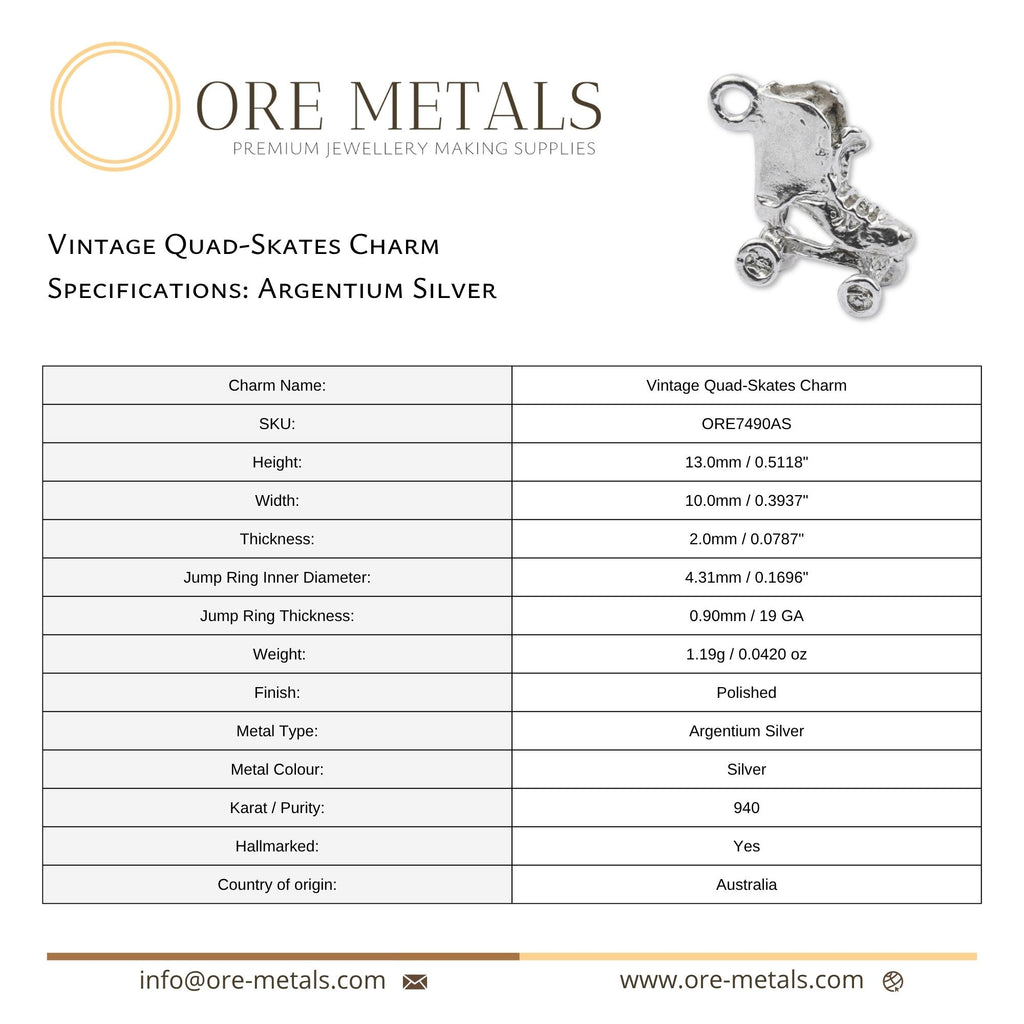 999 Pure Silver - Vintage Quad-Skates Charm