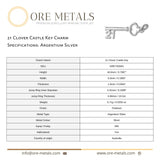 940 Argentium Silver - 21 Clover Castle Key Charm