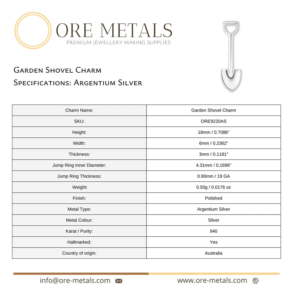 940 Argentium Silver - Garden Shovel Charm