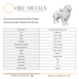 940 Argentium Silver - Australian Shepherd Dog Charm