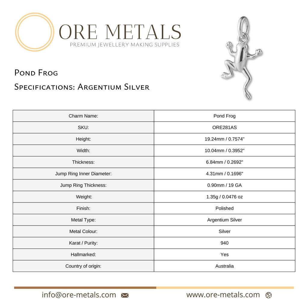 940 Argentium Silver - Pond Frog Charm