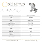 940 Argentium Silver - Vintage Quad-Skates Charm