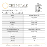 9ct White Gold - Rectangle Prong Setting