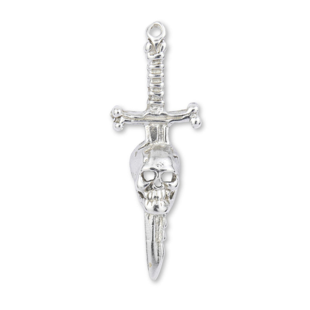 940 Argentium Silver - Skull Sword Charm
