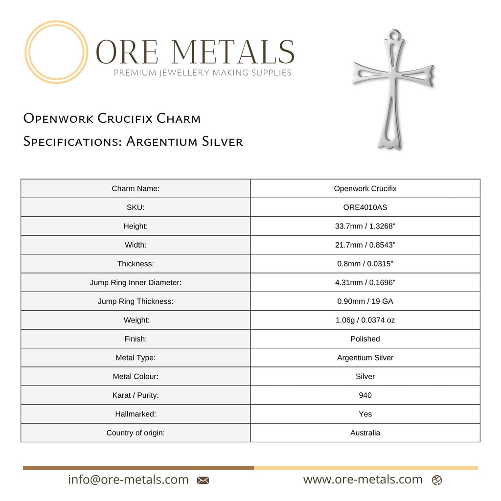 940 Argentium Silver - Openwork Crucifix Charm