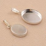 925 Sterling Silver - Oval Bezel Cup Pendant Setting