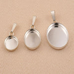 925 Sterling Silver - Oval Bezel Cup Pendant Setting