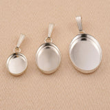 925 Sterling Silver - Oval Bezel Cup Pendant Setting