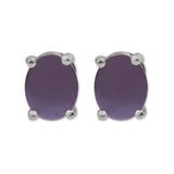 18ct Purple Gold Oval Studs - 18ct White Gold Basket Setting