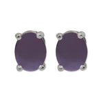 18ct Purple Gold Oval Studs - 9ct White Gold Basket Setting