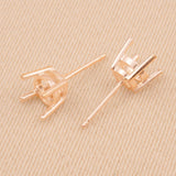 18ct Rose Gold - Round Basket - Earring Settings