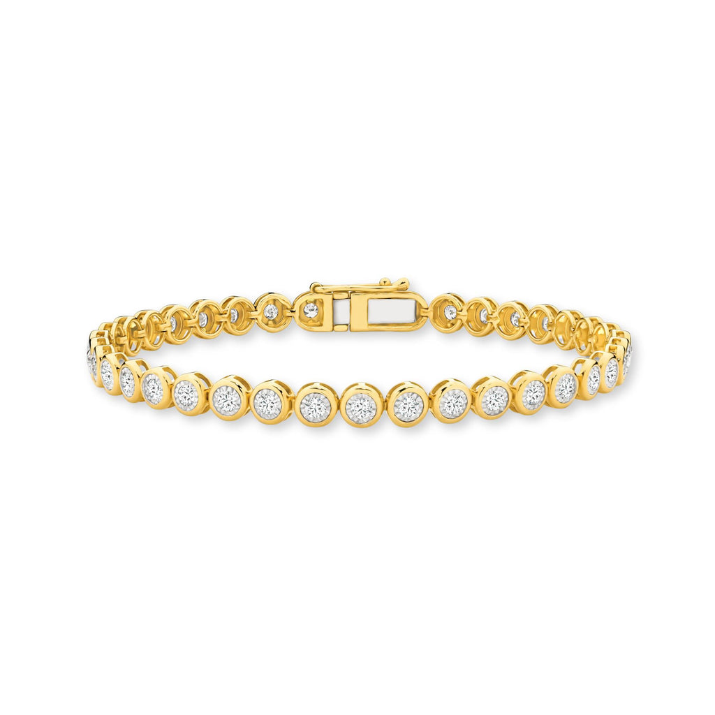 9ct Yellow Gold | 1.7ct GH/SI - Bezel Diamond Tennis Bracelet