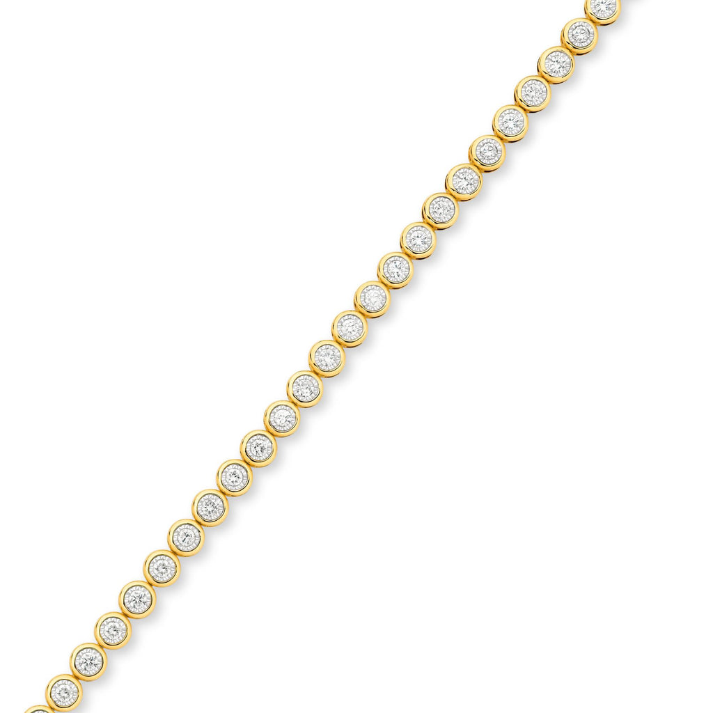 9ct Yellow Gold | 1.7ct GH/SI - Bezel Diamond Tennis Bracelet
