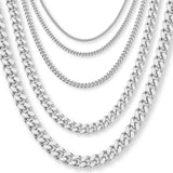 9ct White Gold - Miami Cuban Link - Necklace Chain