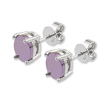 18ct Purple Gold Oval Studs - 925 Sterling Silver Basket Setting