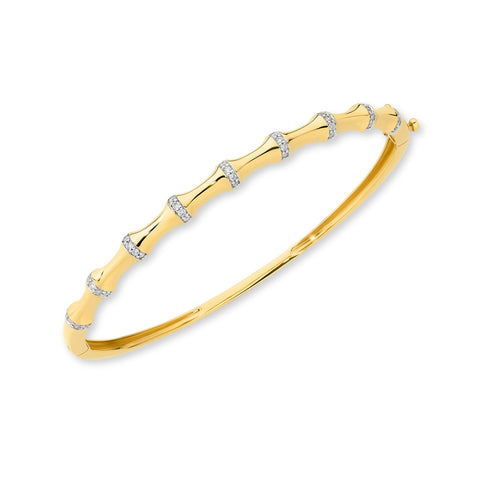 9ct Yellow Gold | 0.34ct GH/SI - Bone Diamond Bangle Bracelet