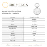 999 Pure Silver - Vintage Pocket Watch Charm