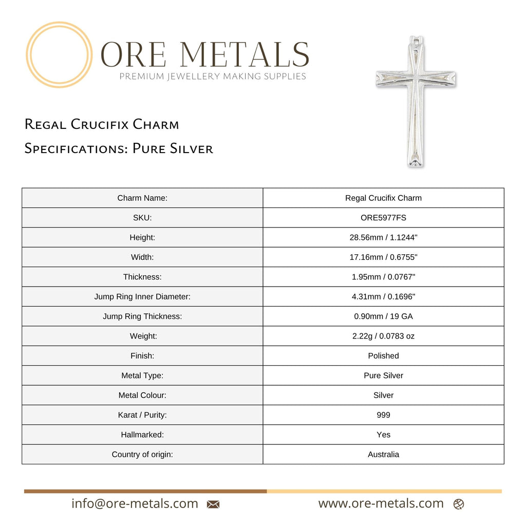 999 Pure Silver - Embossed Regal Crucifix Charm