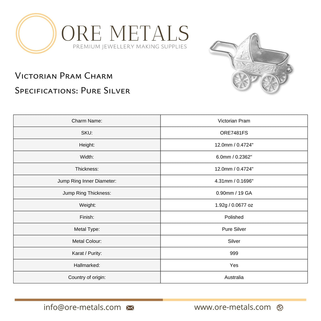 999 Pure Silver - Victorian Pram Charm