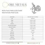 999 Pure Silver - Rustic Faith, Hope & Love Charm