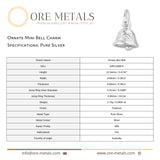 999 Pure Silver - Ornate Mini Bell Charm