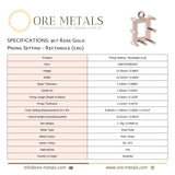 9ct Rose Gold - Rectangle Prong Setting