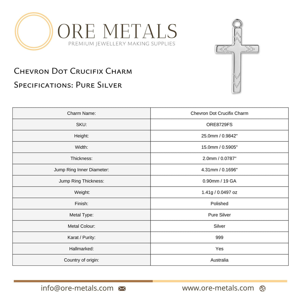 999 Pure Silver - Chevron Dot Crucifix Charm