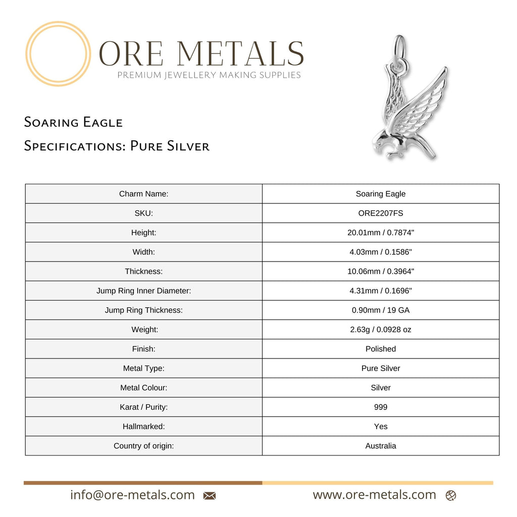 999 Pure Silver - Soaring Eagle Charm