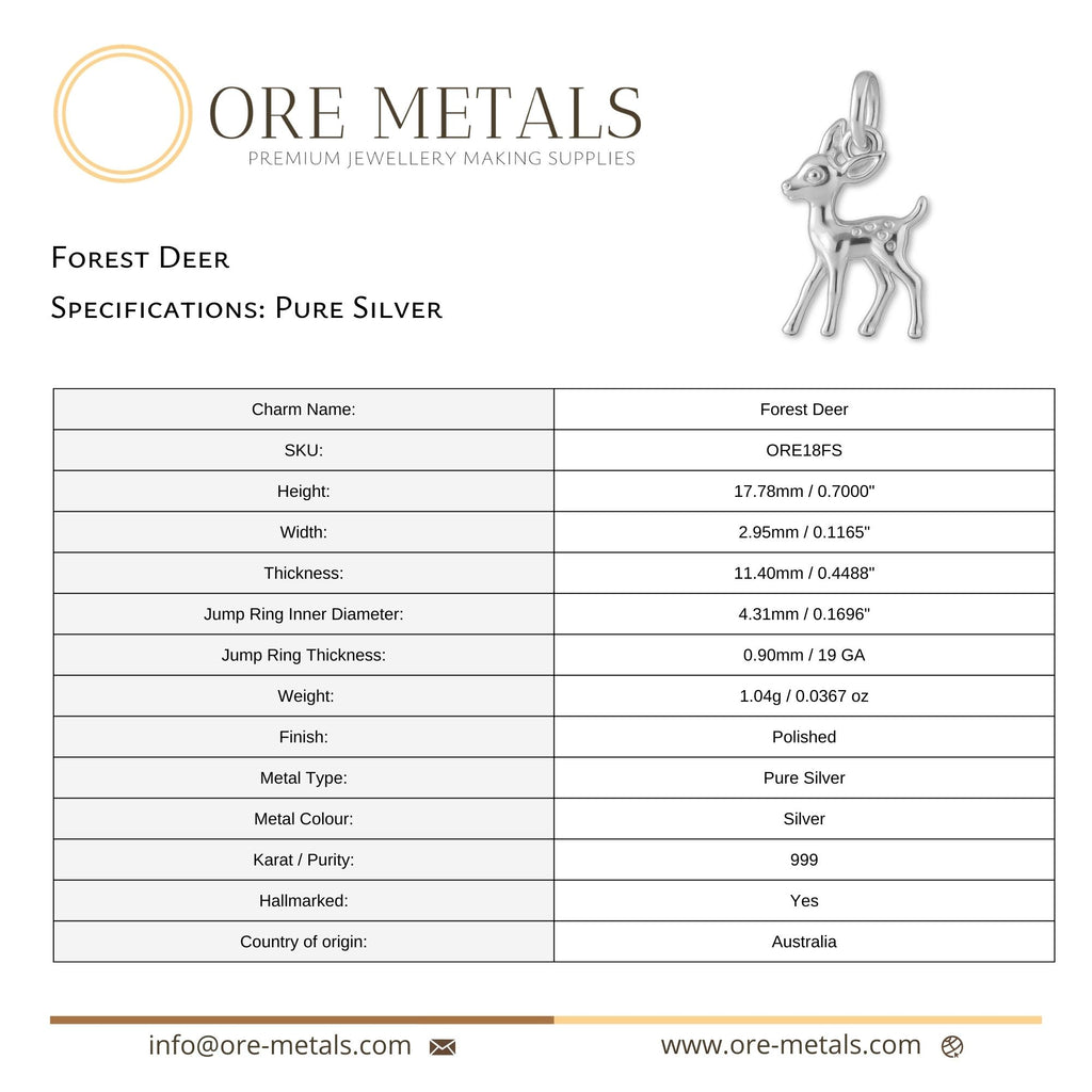 999 Pure Silver - Forest Deer Charm