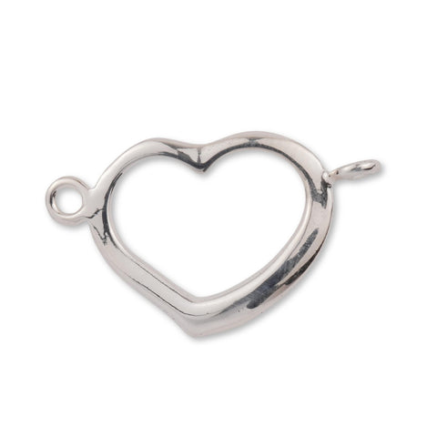 925 Sterling Silver - Heart Connector Charm