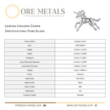 999 Pure Silver - Leaping Unicorn Charm