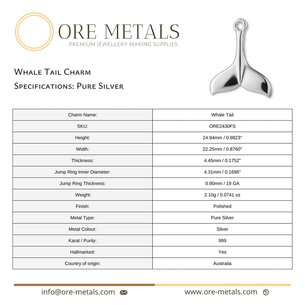 999 Pure Silver - Whale Tail Charm