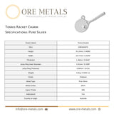 999 Pure Silver - Tennis Racket Charm