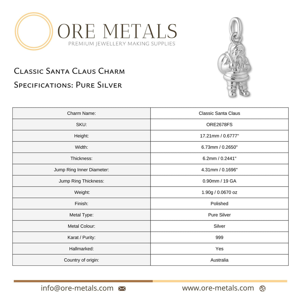 999 Pure Silver - Classic Santa Claus Charm