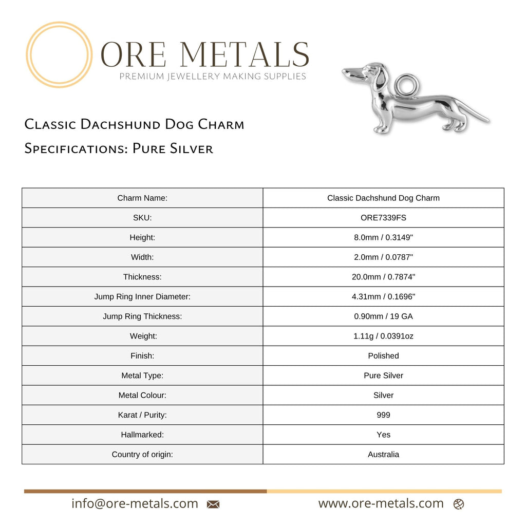 999 Pure Silver - Classic Dachshund Dog Charm