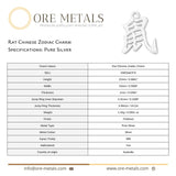 999 Pure Silver - Rat Chinese Zodiac Charm