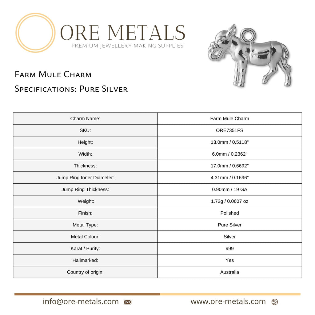 999 Pure Silver - Farm Mule Charm