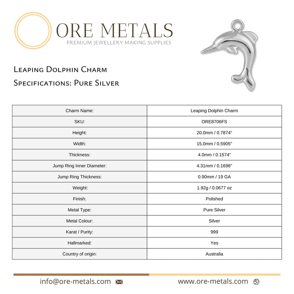 999 Pure Silver - Leaping Dolphin Charm